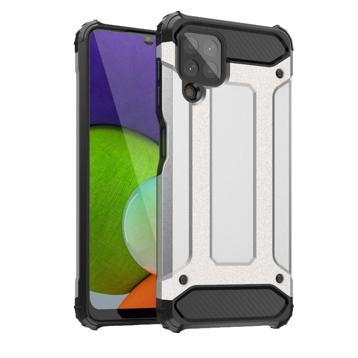 Hybrid Armor Hibridinis šarvuotas Dėklas, Skirtas Samsung Galaxy A22 4g Sidabrinis