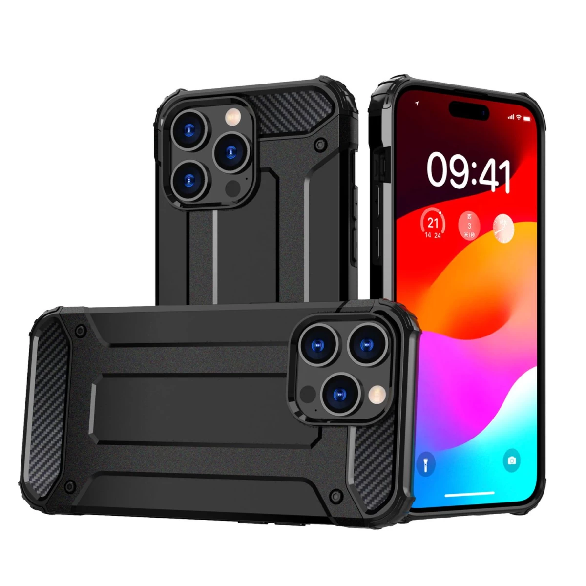 hybrid Armor Juodas Dėklas iphone 15 Pro Max