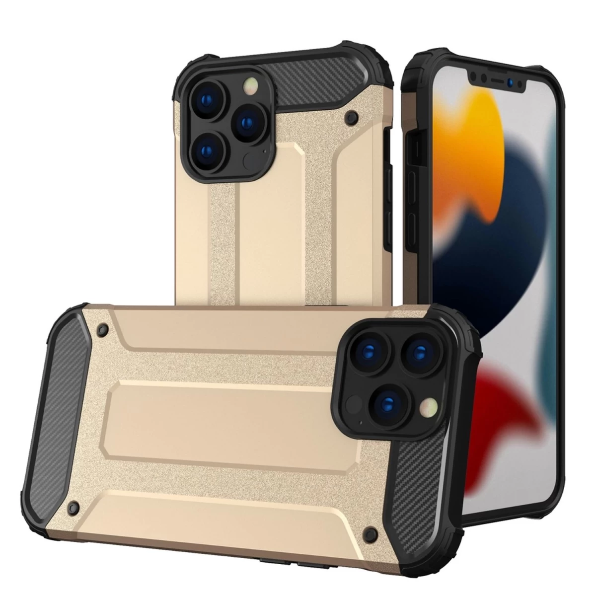 Hybrid Armor šarvuotas Hibridinis Dėklas Iphone 13 Pro Max Auksinis