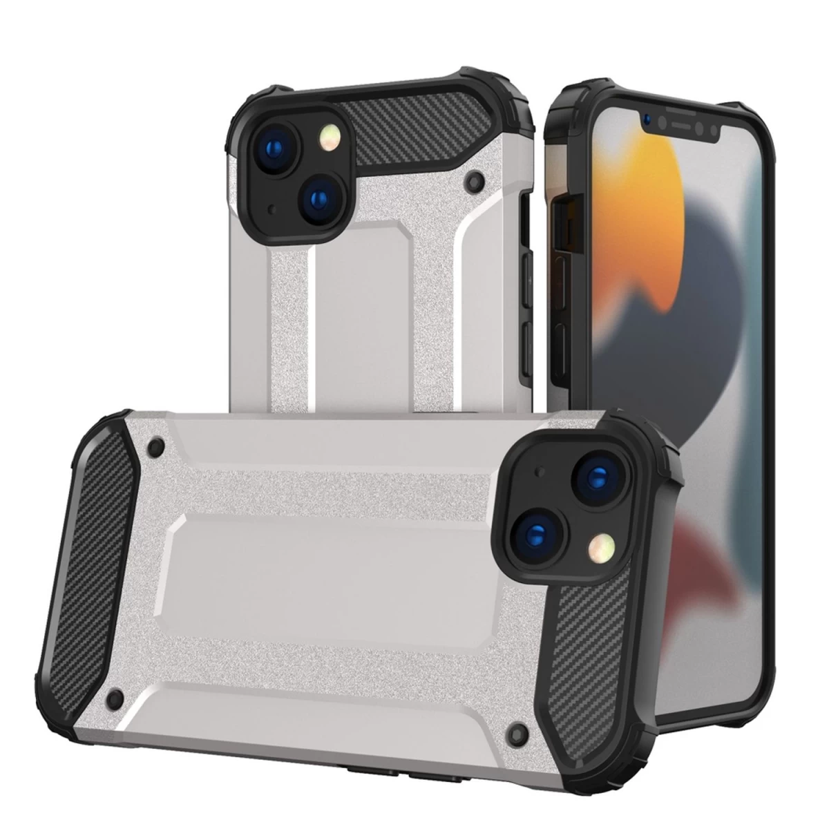 Hybrid Armor šarvuotas Hibridinis Dėklas Iphone 13 Sidabrinis