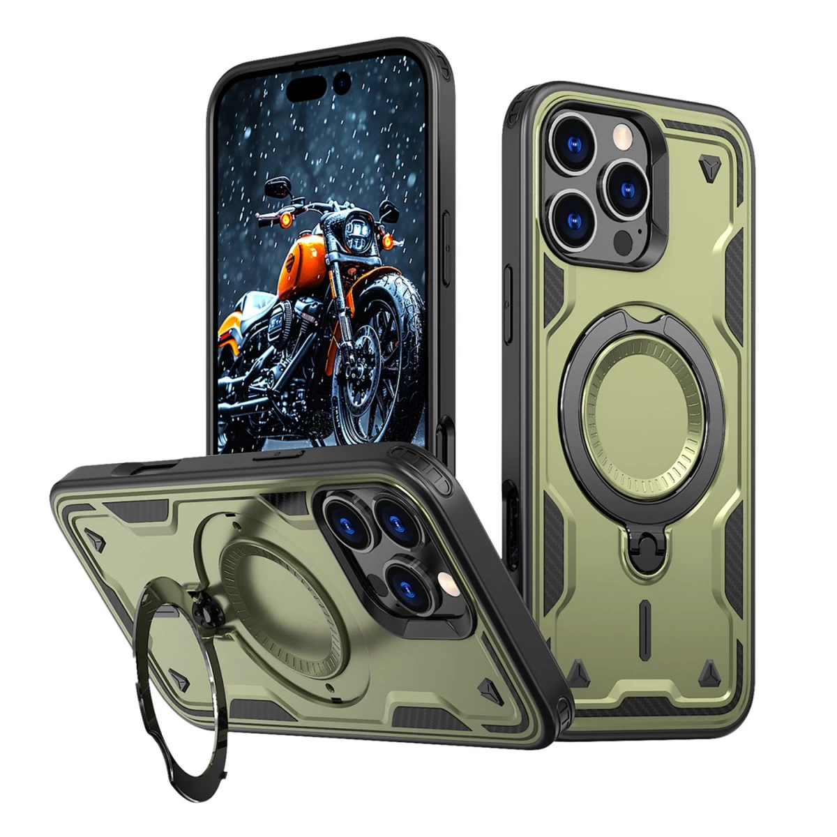 Hybrid Armor Trendy Dėklas Su Magsafe Iphone 16 Pro Max - žalias