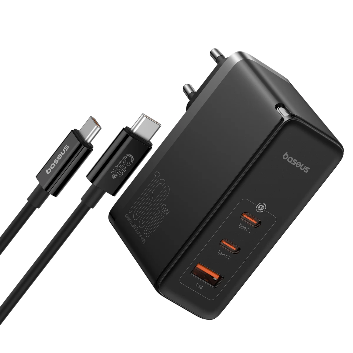įkroviklis Pro 160w Gan Gan5 2x Usb-c / Usb-a + Usb-c Laidas Juodas