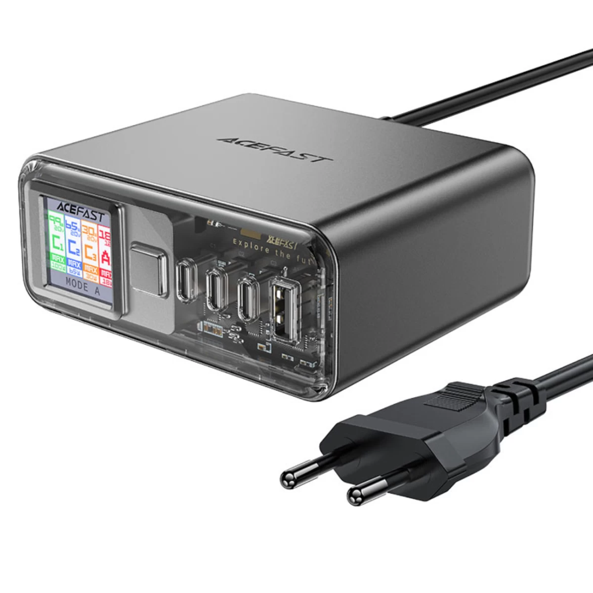 įkrovimo Stotelė Pd 218w Gan Su 4 Prievadais 3x Usb-c + Usb-a Pilka