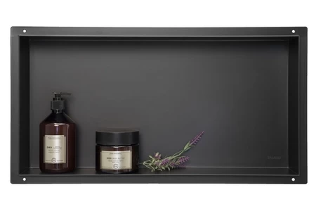 Įleidžiama berėmė sieninė lentyna Balneo Wall Box NO RIM, juoda matinė, 60x30x7 cm, OB-BL3-NR