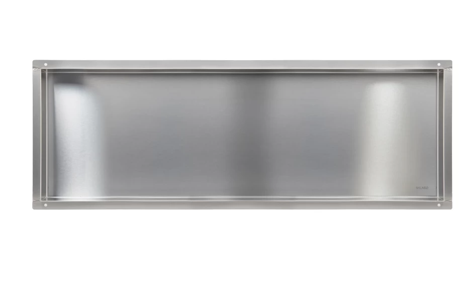 Įleidžiama berėmė sieninė lentyna Balneo Wall Box NO RIM, nerūdijančiojo plieno sp., 90x30x10 cm, OB-IN6-NR