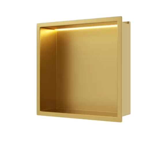 Įleidžiama sieninė lentyna Balneo Wall Box LED aukso sp., 30x30x10 cm, B0101030109-1