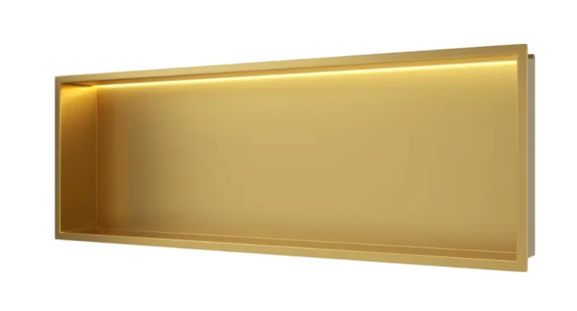 Įleidžiama sieninė lentyna Balneo Wall Box LED aukso sp., 30x90x10 cm, B0101030109-3