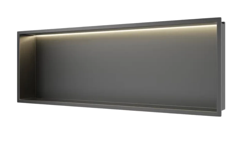 Įleidžiama sieninė lentyna Balneo Wall Box LED juodo metalo sp., 30x90x10 cm, B0101080109-3