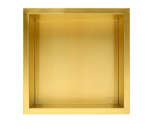 Įleidžiama sieninė lentyna Balneo Wall Box ONE su rėmeliu, aukso sp., 30x30x7 cm OB-BR1
