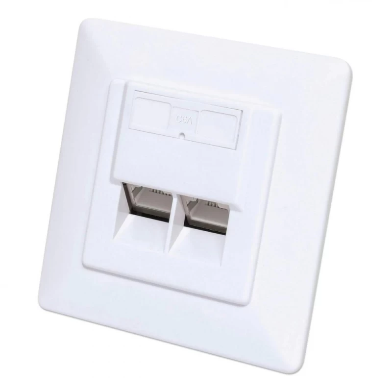įleistinis 2x Rj45 Cat6a Stp Lizdas Baltos Spalvos