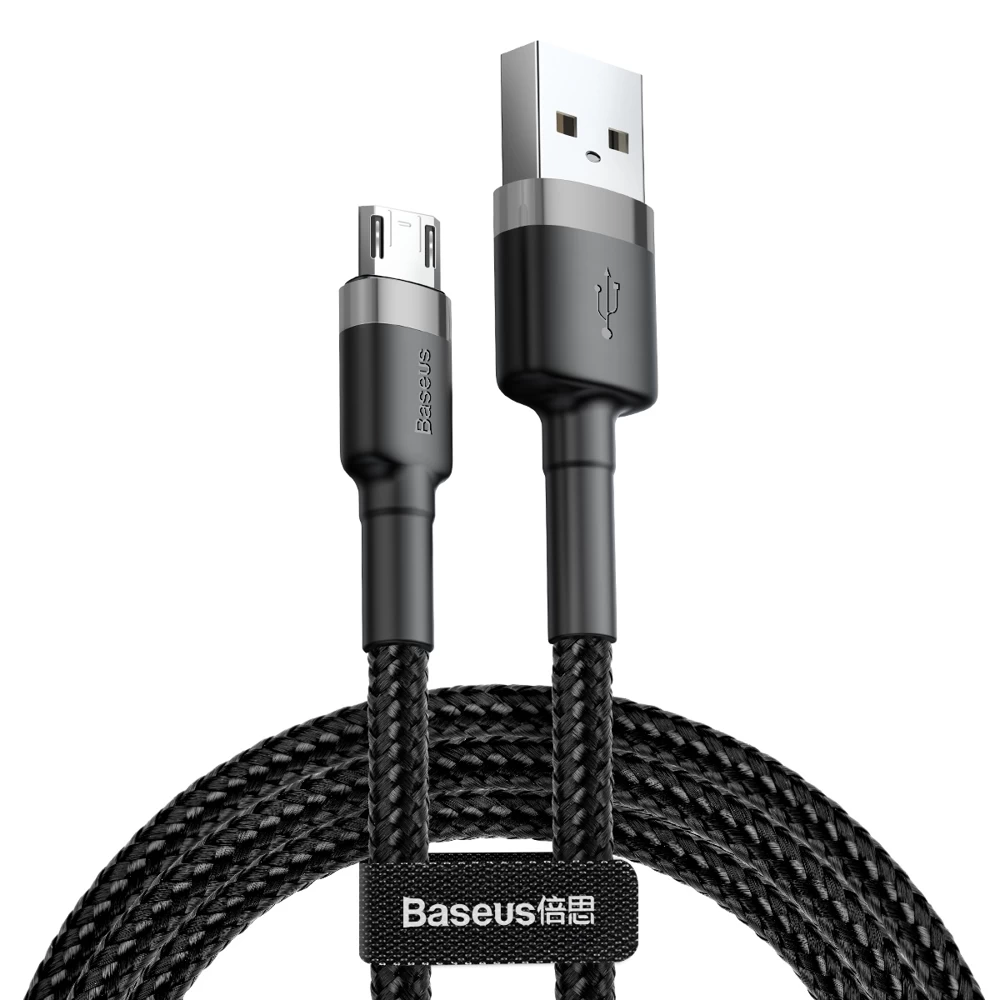 Ilgaamžis Lankstus Usb Microusb Laidas 1,5a 2m Juodai Pilkas