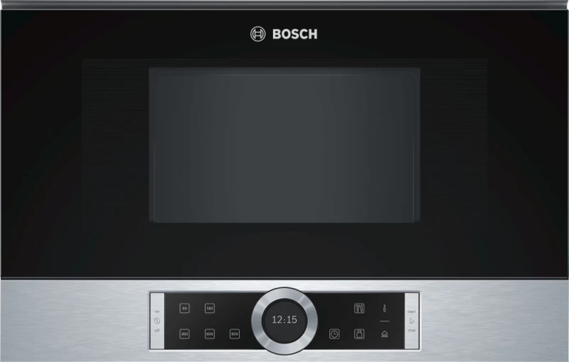 įmontuojama Mikrobangų Krosnelė Bosch Bfr 634gs1 (900w /21l / Plieno Juodos Spalvos)