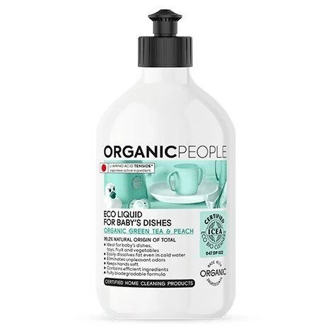Indų ploviklis Organic People Green tea &amp; Peach For Baby’s dishes 0,5 l