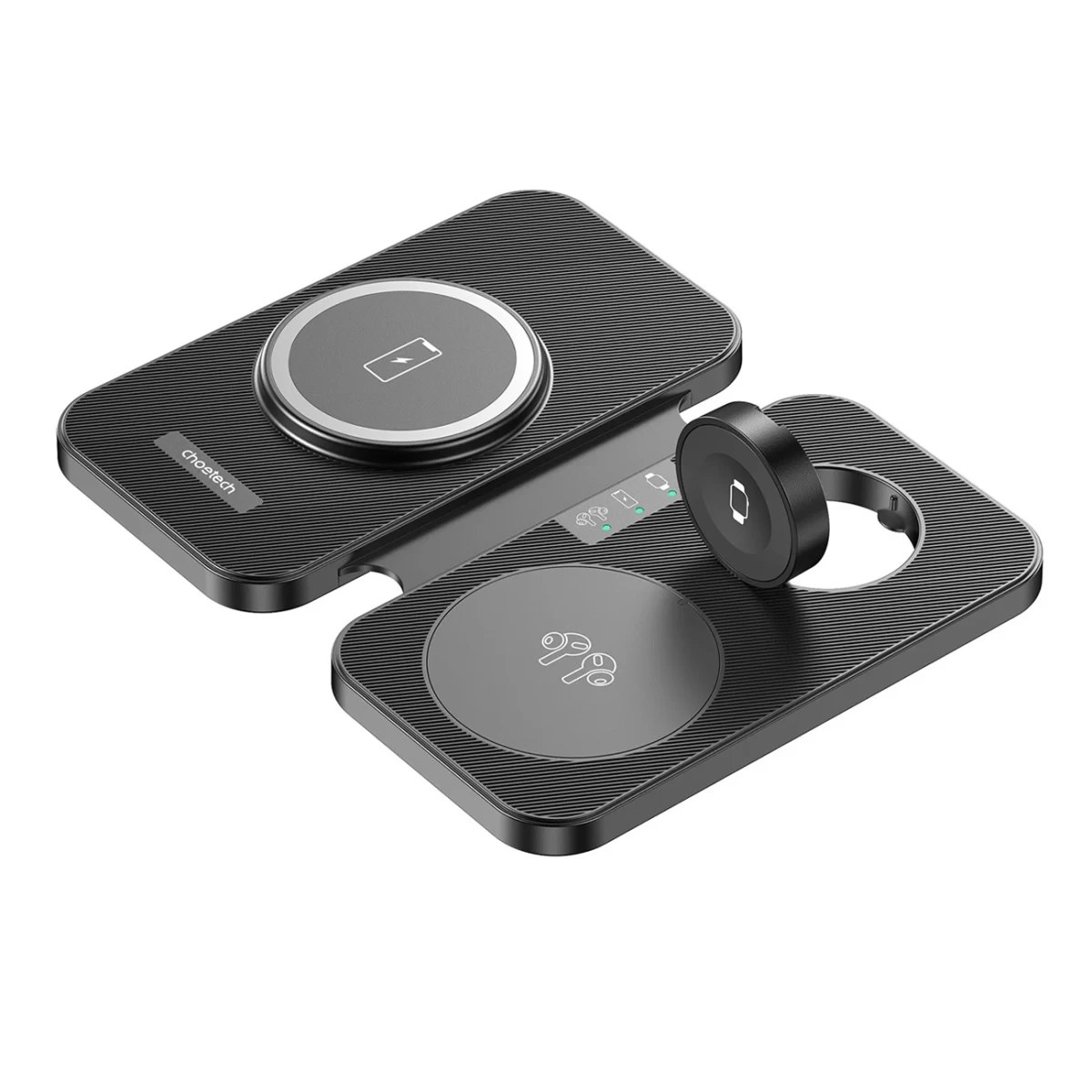 Indukcinis įkroviklis 3in1 apple Ir samsung + Stovo Funkcija - Juodas