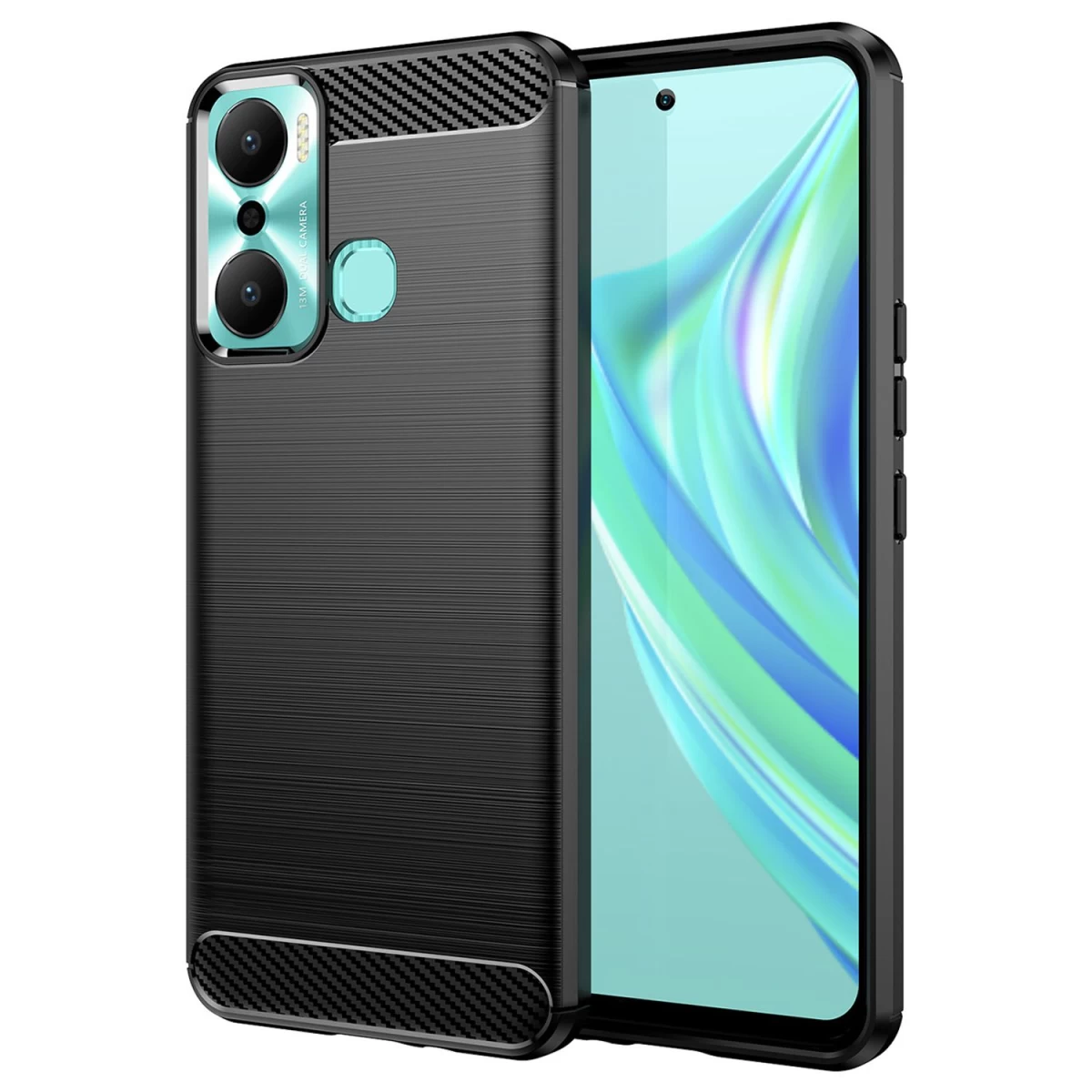 Infinix Hot 20 Play Lankstaus Silikono Anglies Juodos Spalvos Korpuso Dangtelis