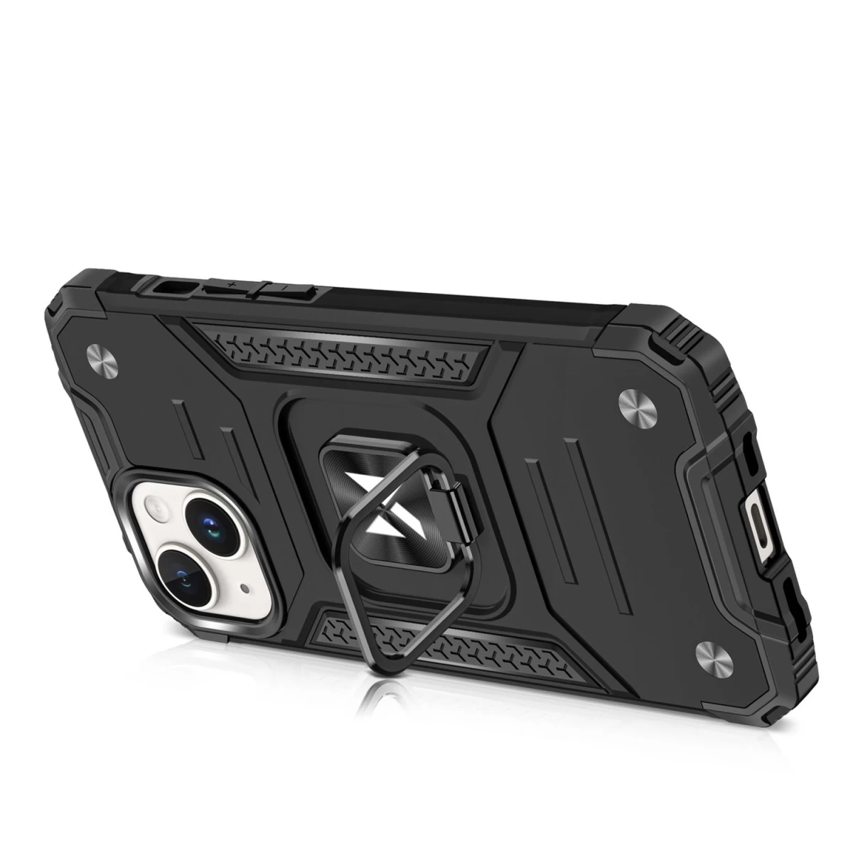 iphone 15 Plus Skirtas armor Ring Rožinio Aukso Spalvos Dėklas Su Pirštų Rankenėle