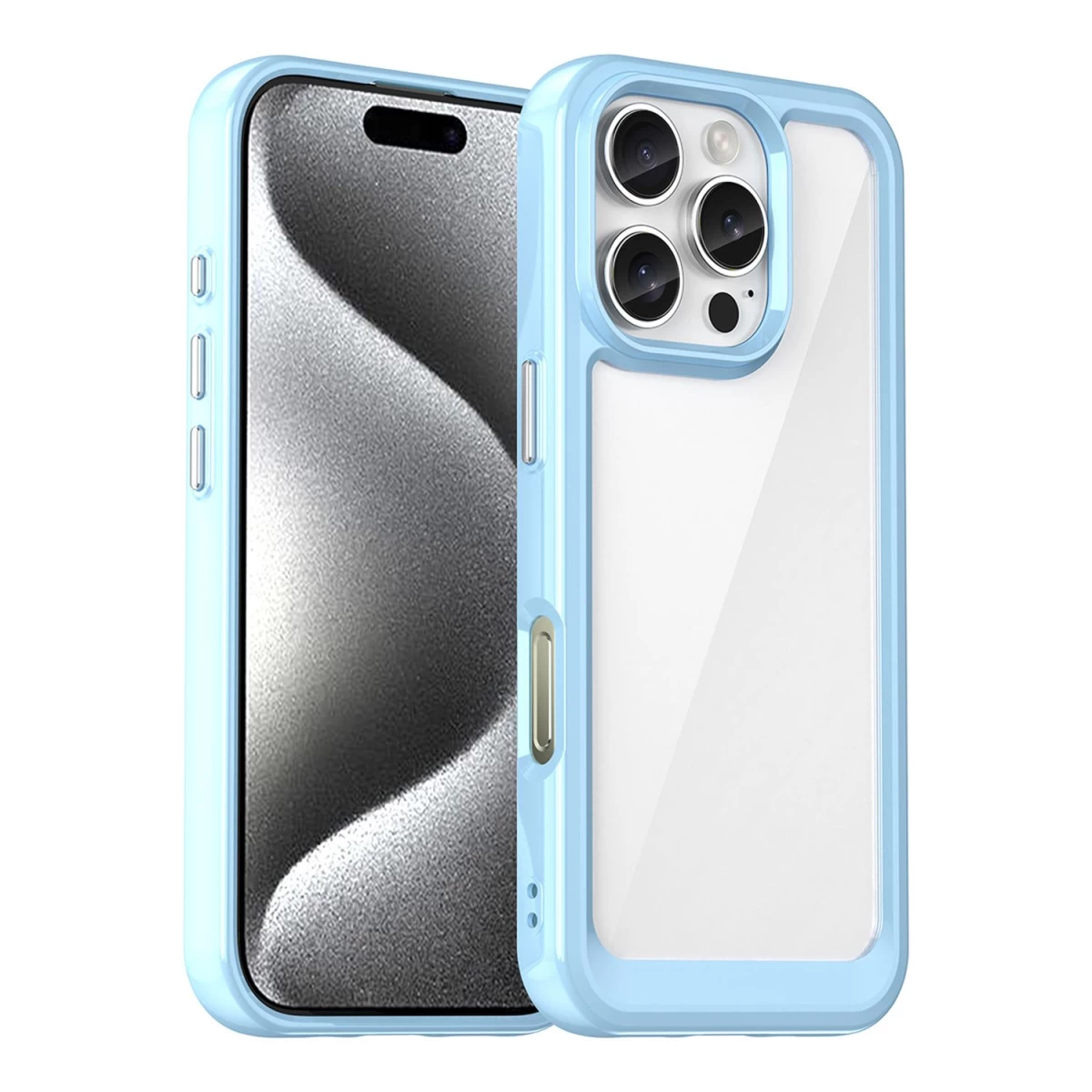 iphone 16 Pro Išorinės Erdvės Dėklas Su Geliniu Rėmeliu - Mėlynas