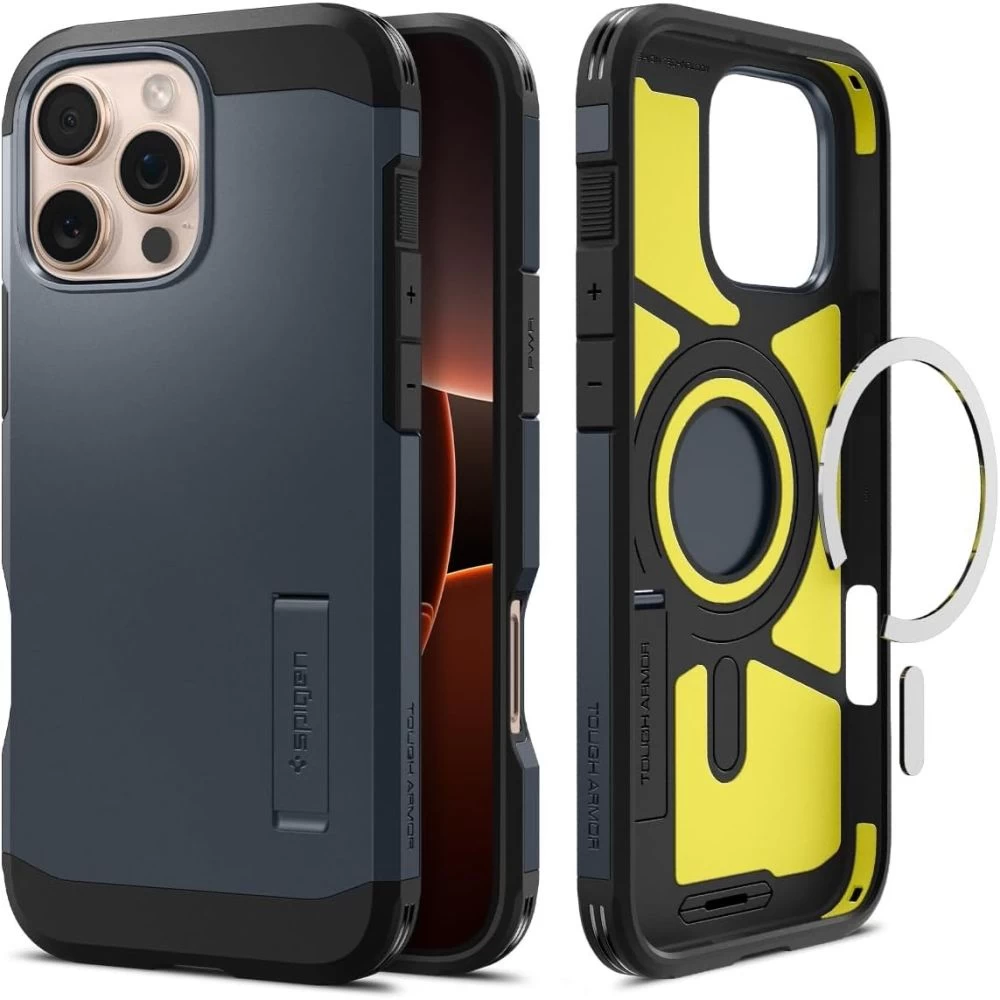 iphone 16 Pro Max Dėklas tough Armor Magsafe Su Stovu - Tamsiai Pilkas