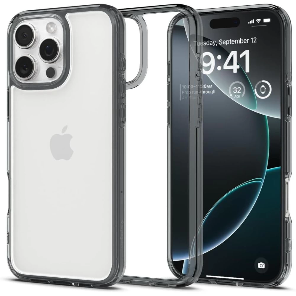 iphone 16 Pro Max Ultra Hybrid Dėklas - Permatomai Pilkas