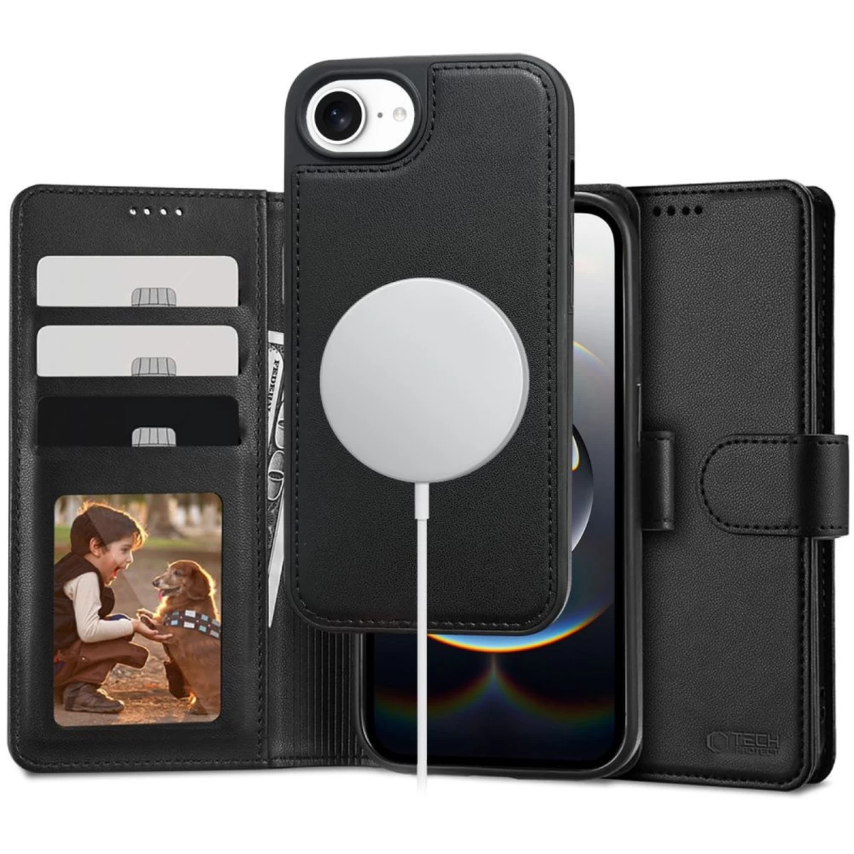 „iphone 16e / 17e Wallet Magsafe“ Dėklas – Matinis Juodas