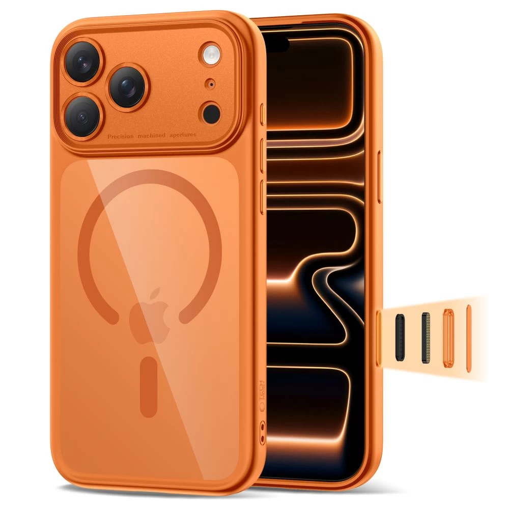 iphone 17 Pro Max Dėklas magpeak Magsafe Cc - Skaidrus Oranžinis