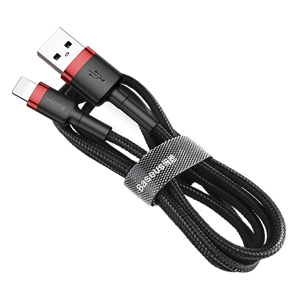Iphone Lightning Qc3.0 2.4a 0.5m Juoda-raudona