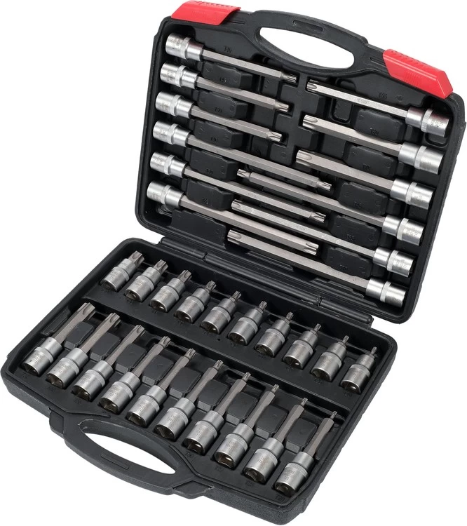 Įpresuotų antgalių rinkinys | 12,5 mm (1/2) | T-star (Torx) | 32 vnt. (YT-77541)
