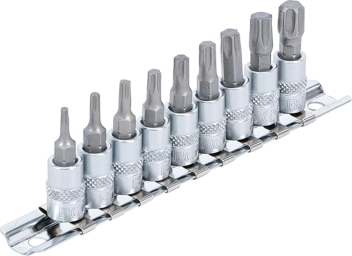Įpresuotų antgalių rinkinys | 6.3 mm (1/4) | T-Star (Torx) T10 - T50 | 9 vnt. (2164)