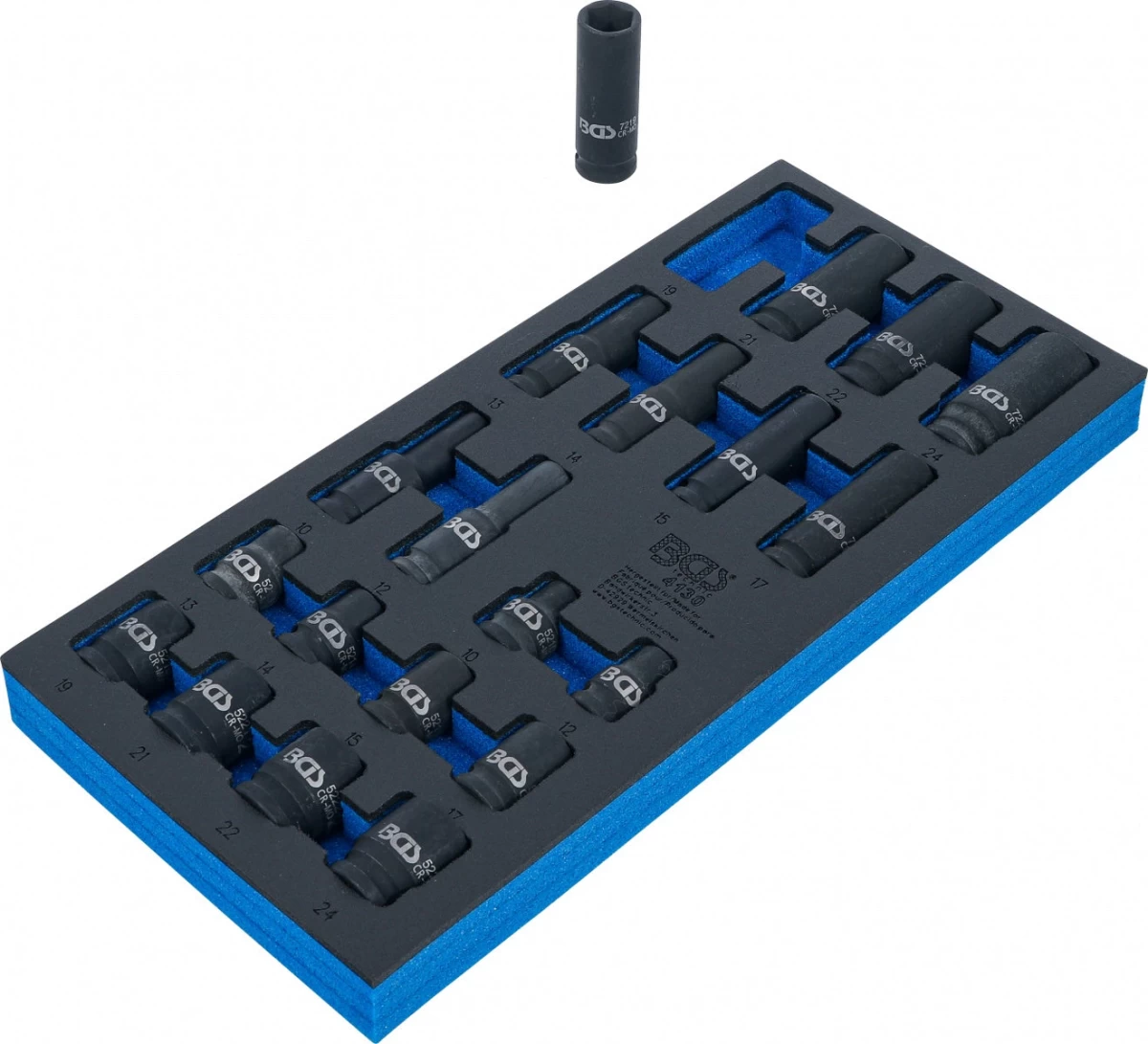 Įrankių dėklas 1/3: smūginės galvutės šešiakampės | 12,5 mm (1/2) | 10 - 24 mm | 20 vnt. (4130)