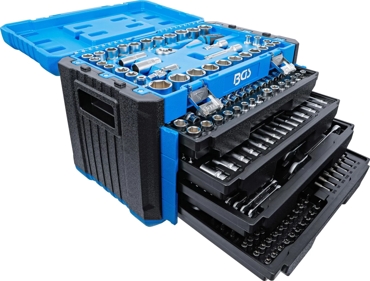 Įrankių rinkinys | 6,3 mm (1/4) / 10 mm (3/8) / 12,5 mm (1/2) | Metriniai ir colių dydžiai | 300 vnt. (74000)