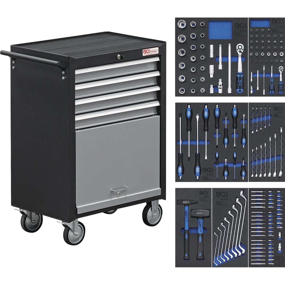 Įrankių spintelė BGS Technic 4086 | 4 stalčiai | 151VNT.