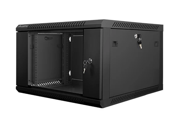 įrengimo Spinta 19&amp;#039;&amp;#039; 6u 600x600mm Juoda (stiklinės Durys)