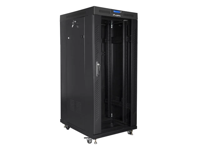 įrengimo Stovas 19&amp;quot; 27u 600x800 Black Glass Door Lcd Lanberg (flat Pack)