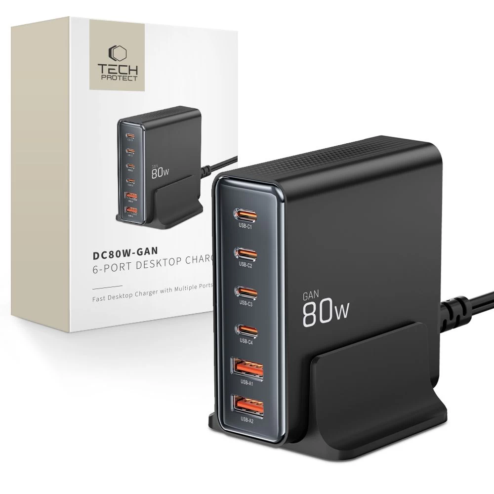 įrenginio įkrovimo Stotelė 4x Usb-c 2x Usb-a 80w