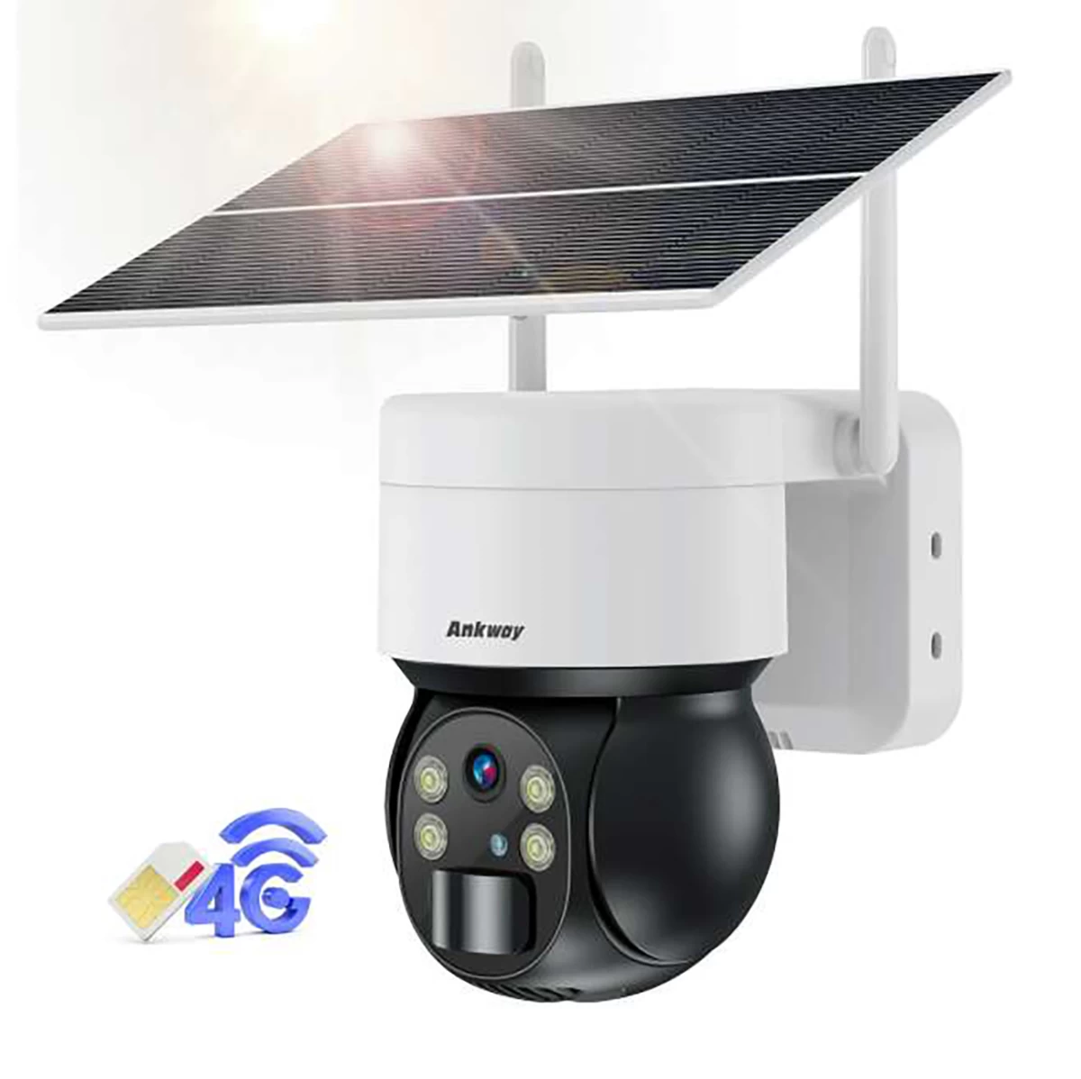 Išmanioji Ptz 4g Lte Saulės Kamera Su 5 W Saulės Kolektoriumi Asc006-4g - Balta