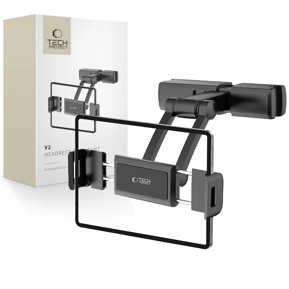 Išmaniojo Telefono Planšetinio Kompiuterio Laikiklis Automobilyje Ant Galvos Atlošo V2 - Juodas