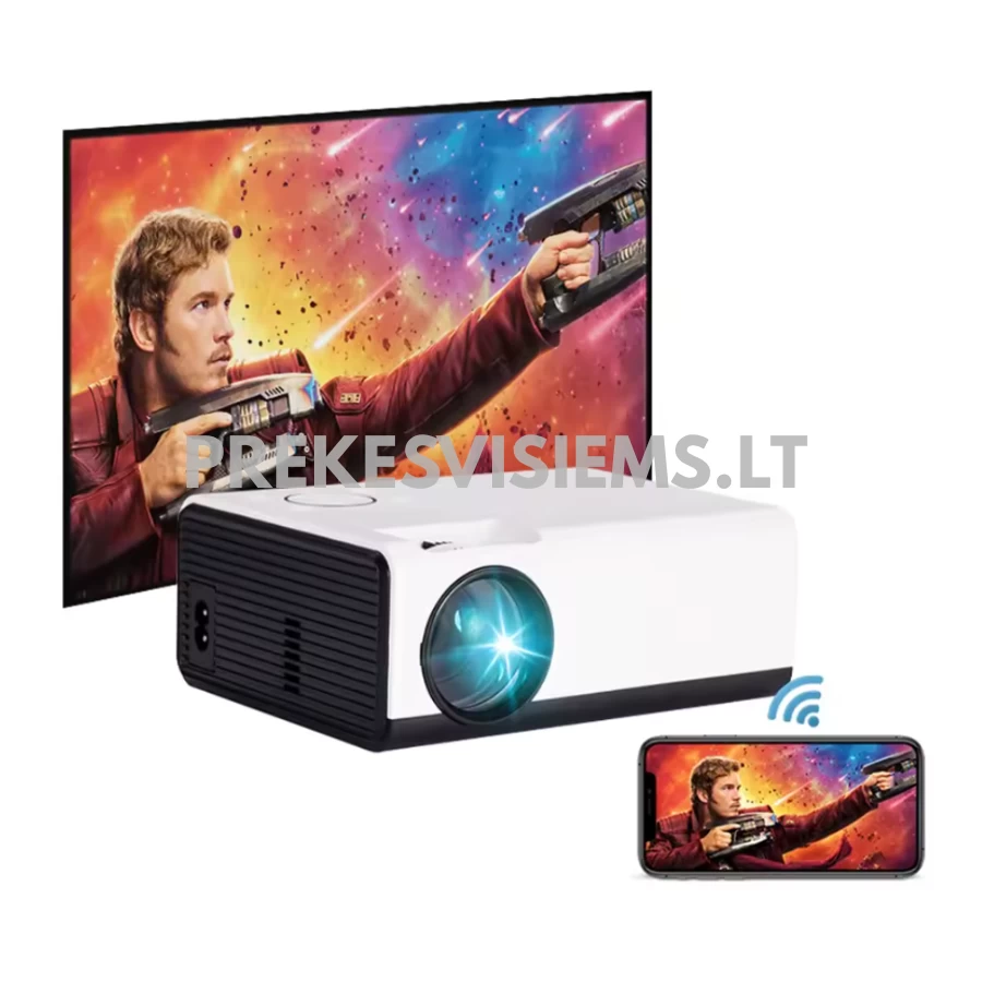 Išmanus mini projektorius T01 720p raiška, 4K, Wi-Fi 2.4G/5G, Bluetooth