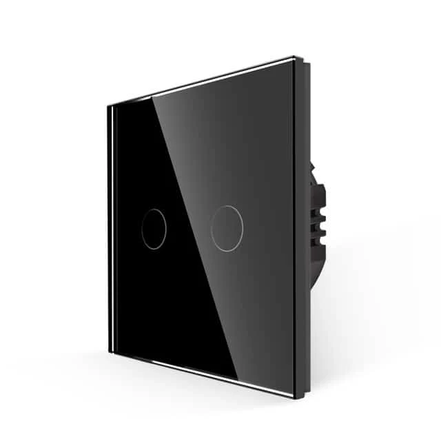Išmanus šviesos jungiklis su nuotoliniu valdymu (WIFI), dvipolis, juodas - Be neutralaus laido