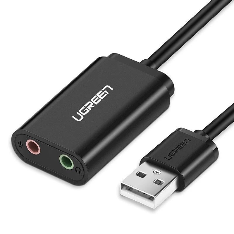 Išorinės Muzikos Garso Plokštės Usb Adapteris - 3,5 Mm Mini Lizdo Laidas 15 Cm, Juodas