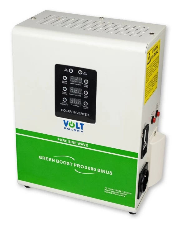 Įtampos keitiklis (inverteris) GREEN BOOST PRO 5000 BYPASS (160-500VDC) SINUS, švarus taisyklingas sinusas, VOLT POLSKA