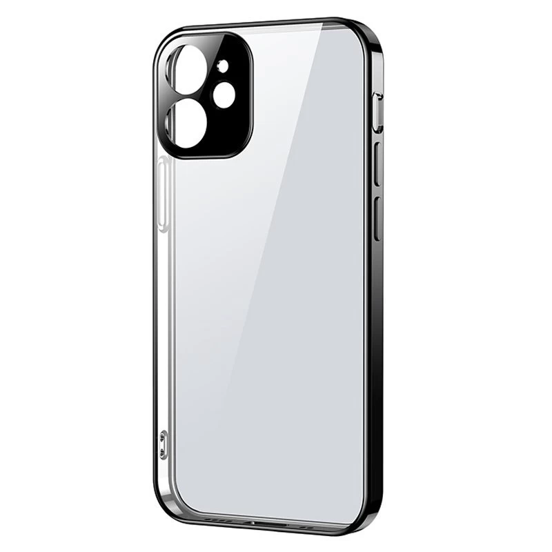 Itin Plonas Permatomas Dėklas Su Metaliniu Rėmeliu Iphone 12 Mini Juodos Spalvos