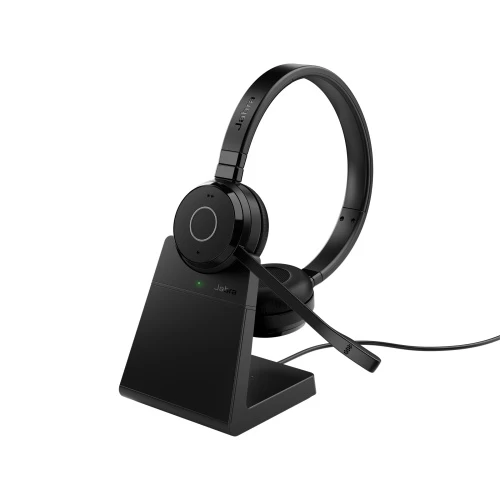 Jabra Evolve 65 TE MS Stereo Link390a Belaidės ausinės, Bluetooth, USB-A, Charging Stand, Juoda