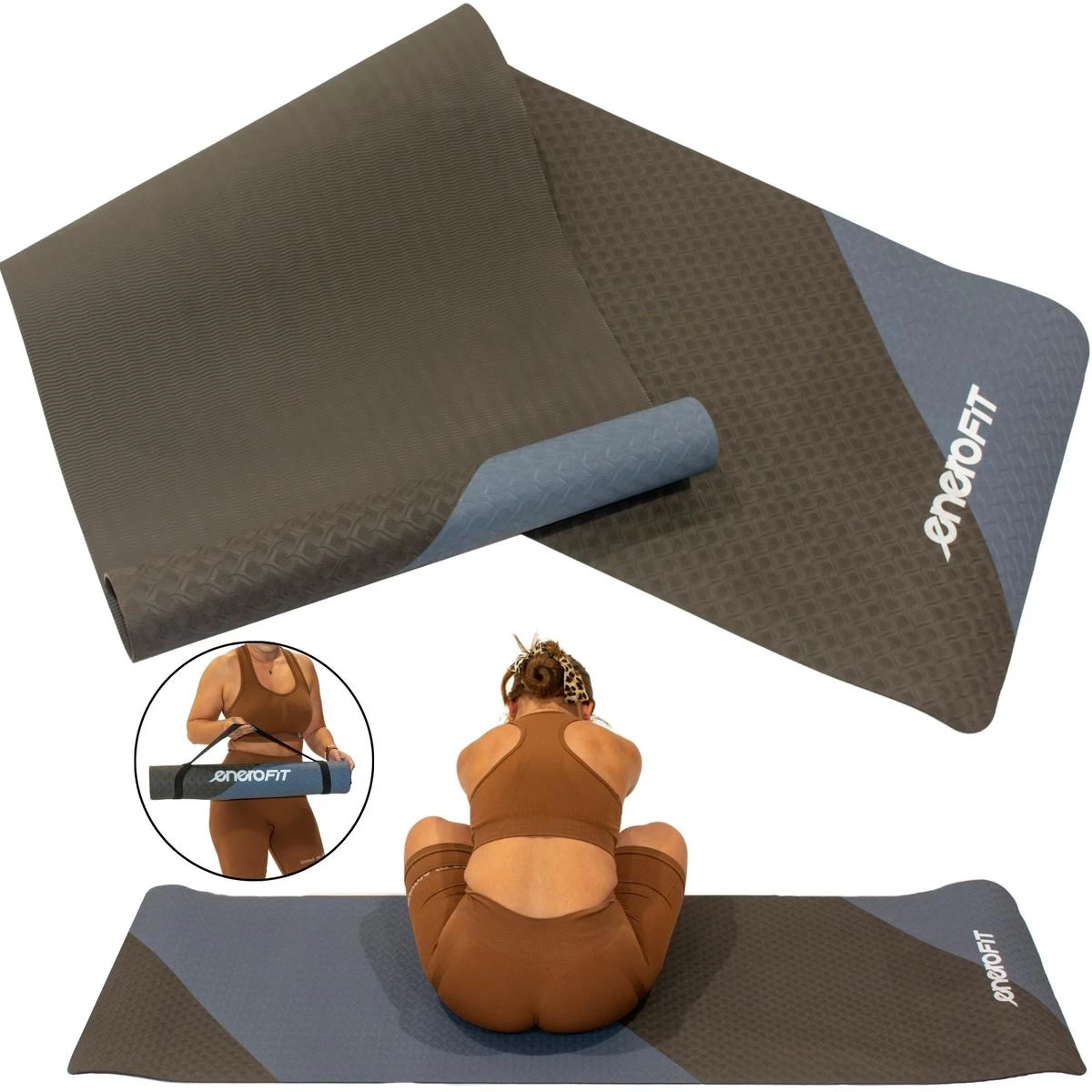 Jogos Ir Fitneso Kilimėlis Tpe Anti-slip Juoda-mėlyna Enero Fit