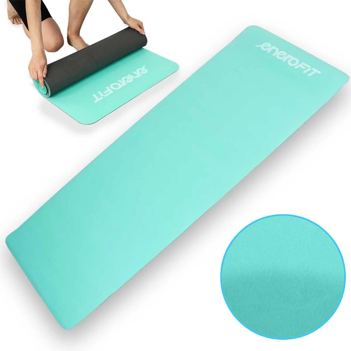 Jogos Ir Fitneso Kilimėlis Tpe Anti-slip Mint Grey Enero Fit