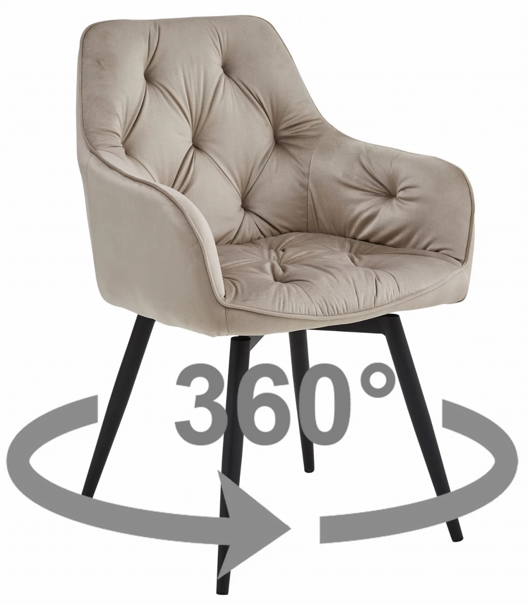 Jork360 Kėdė - Tamsiai Smėlio Spalvos Aksomas / Juodos Kojos X 1