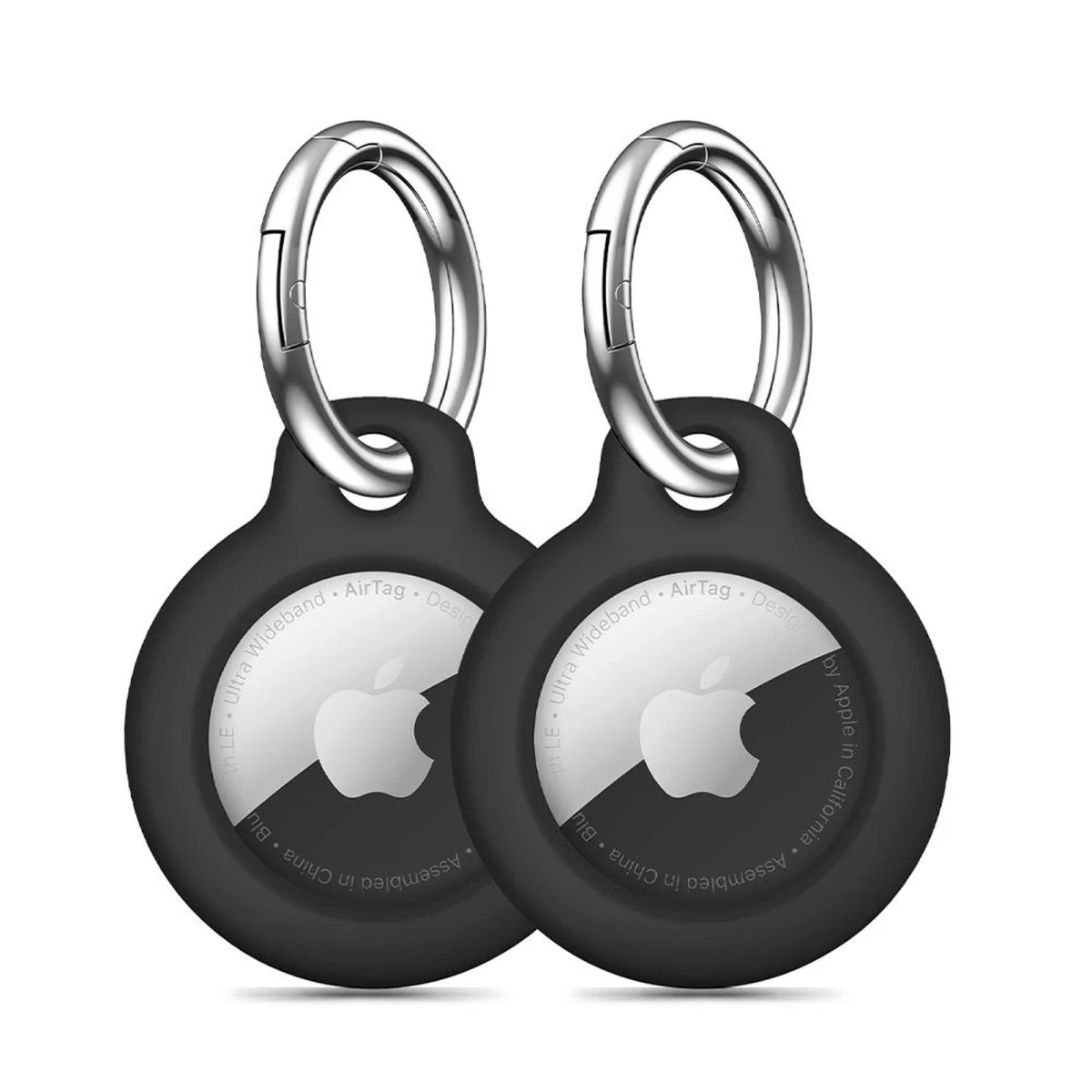 Juodas „apple Airtag“ Lokatoriaus Dėklas Su Raktų žiedu – 2 Vnt.