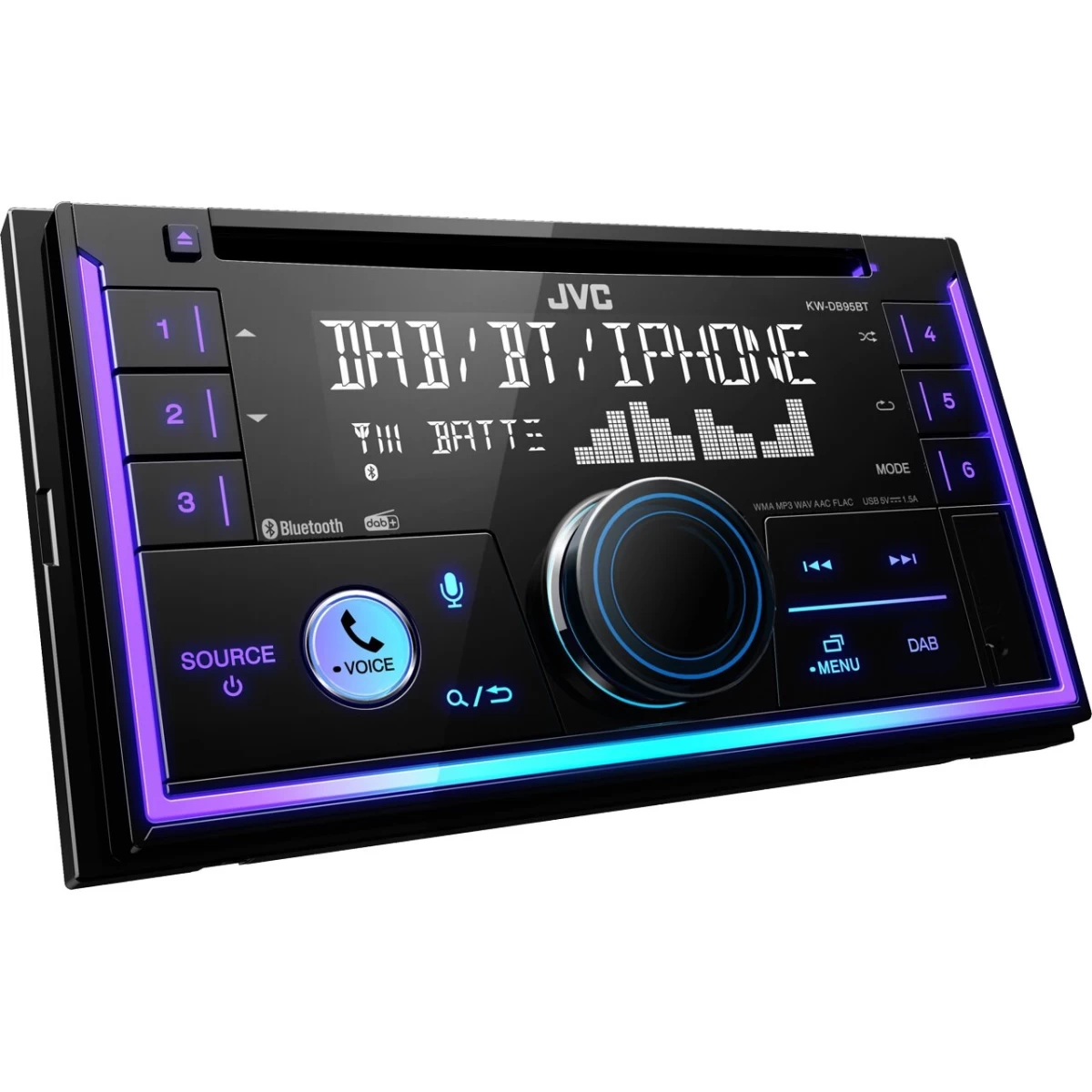 JVC, KW-DB95BT 2-DIN USB/CD MP3 magnetola su AUX ir Bluetooth