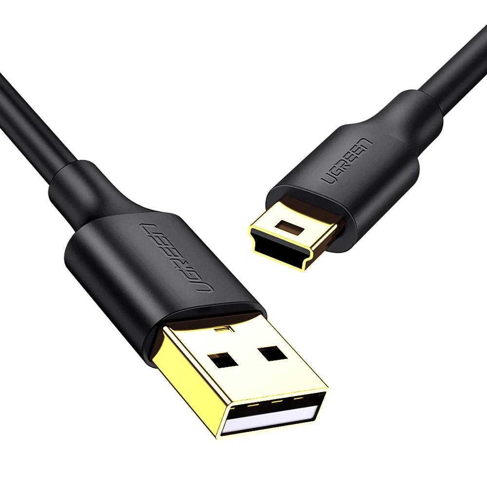 Kabelis 5 Kontaktų Paauksuotas Usb - Mini Usb 0,25 M Juodas