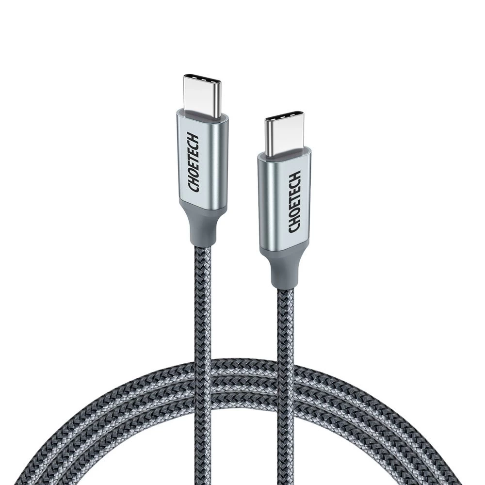 Kabelis C Tipo Usb - C Tipo Usb 5a 100w Powerdelivery 480mbps 1,8 M Pilkos Spalvos