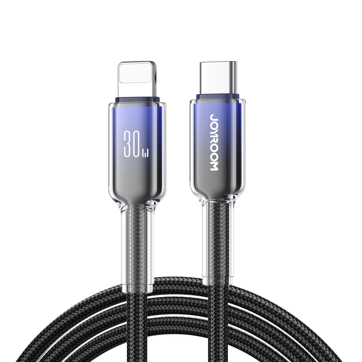 Kabelis crystal-clear Series 30w Usb-c - iphone Lightning 1,2 M - Juodas